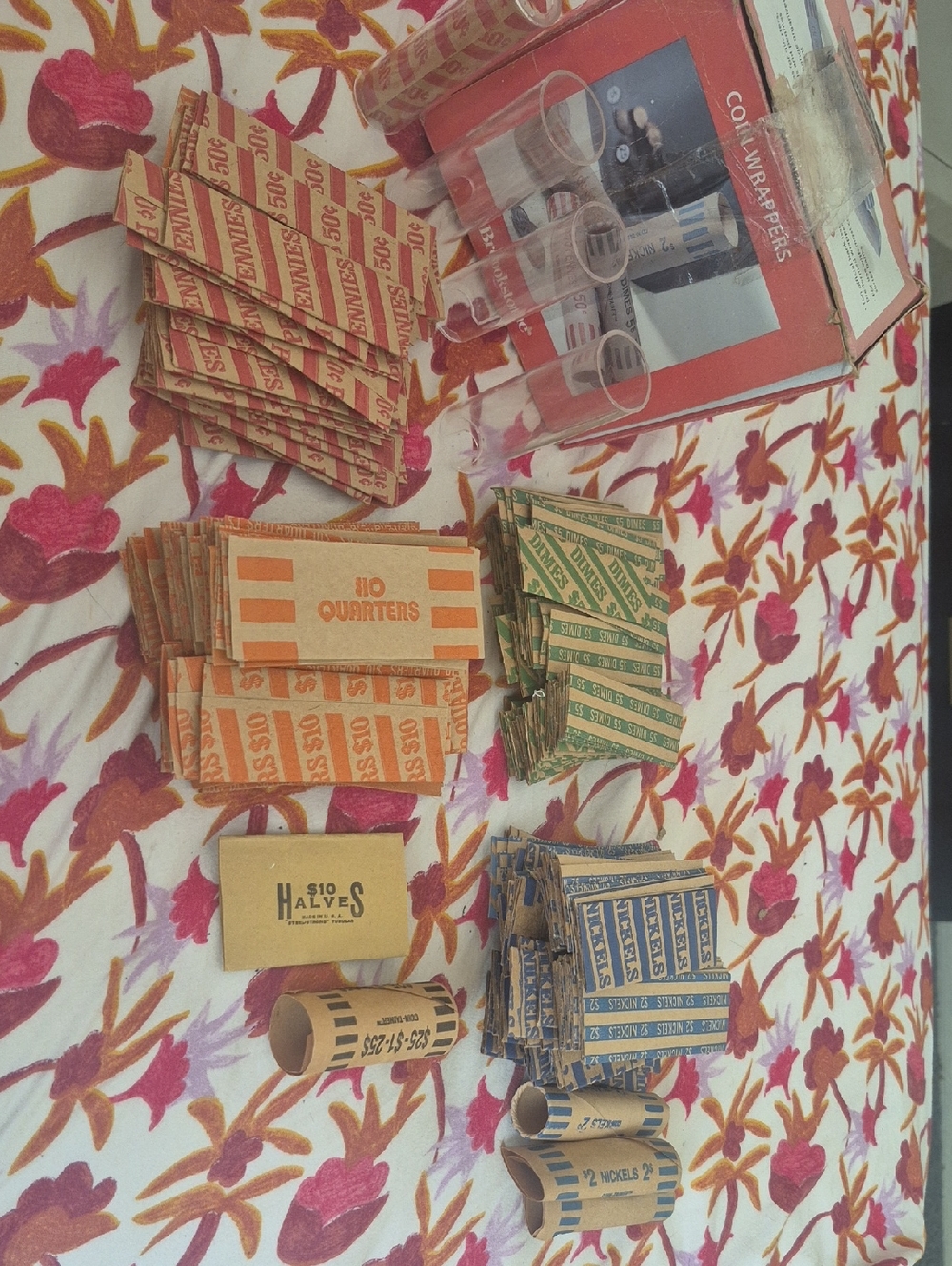 Brookstone Coin Wraps and Paper Bank Rolls in Red, Orange, Green, Blue, Brown